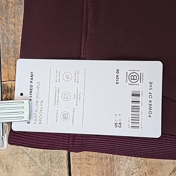 Athleta Brooklyn Lined Mid Rise Pant Spiced Cabernet O Petite - Picture 3 of 4